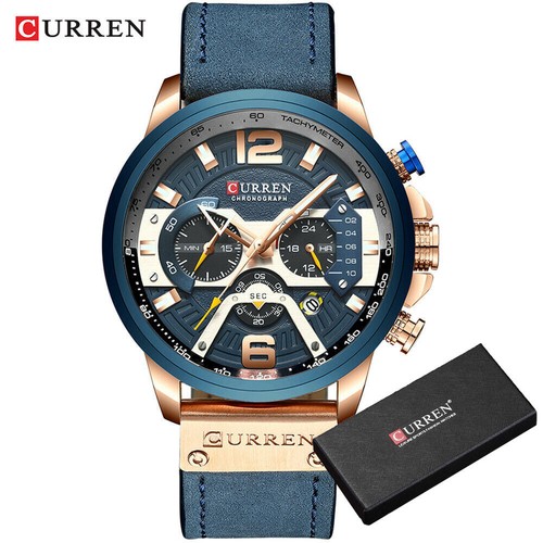 CURREN Men Quartz Watch Brand Chronograph Wristwatch Male Strap Calendar Watches - Picture 28 of 34