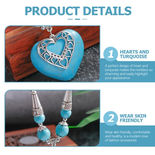 Turquoise Necklace Women Turquoise Jewelry Women Necklace Women Heart Necklace - Picture 7 of 10