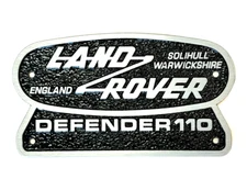 ALUMINIUM SOLID DIE-CAST LAND ROVER DEFENDER 110 SOLIHULL WARWICKSHIRE BADGE OEM