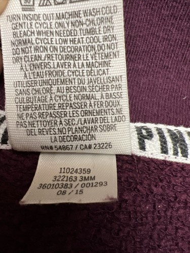 PINK Victoria’s Secret Quarter Zip Sweatshirt Women's X-Small Burgundy Pullover - Picture 10 of 13