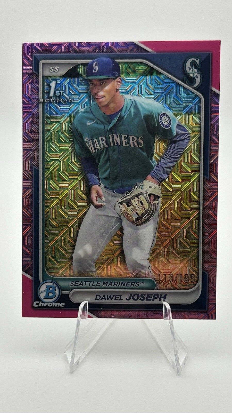 2024 Bowman Chrome #BCP-176 Dawel Joseph 1st Bowman Pink Mojo Refractor 119/199