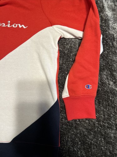 Champion Kid's C Life Colorblock "Red/White/Navy Blue” Hoodie Size Medium - Picture 6 of 8