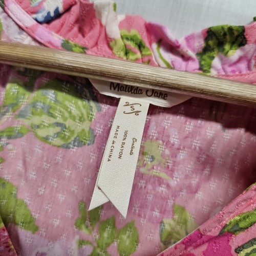 Matilda Jane Pink Enchanted Garden Fresh Floral Tiered Dress Size S Short Sleeve - Picture 2 of 3