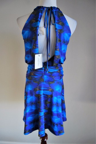 Sara Boo Multicolor Patched Satin Print Halter Elastic Back Sundress Size XSmall - Bild 3 von 4