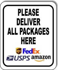 Please Deliver All Packages here BLACK without arrows Aluminum Composite Sign