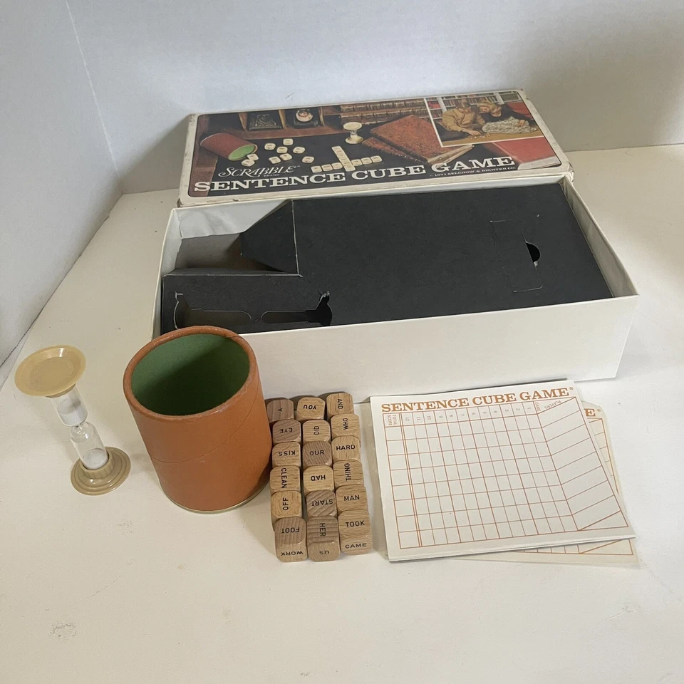 Vintage Scrabble Sentence Cube Game 1971 Wood Dice S & R Games USA Word Game - Image 2 of 4