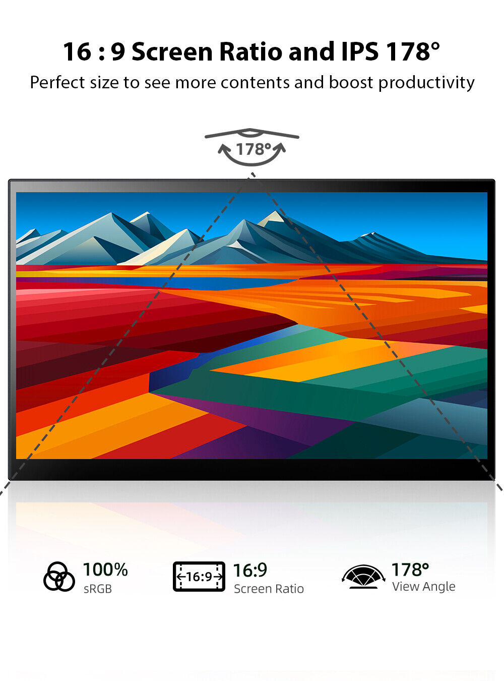 UPERFECT 14" Touchscreen Monitor Tragbarer Monitor 1920*1080 mit HDMI VGA Input