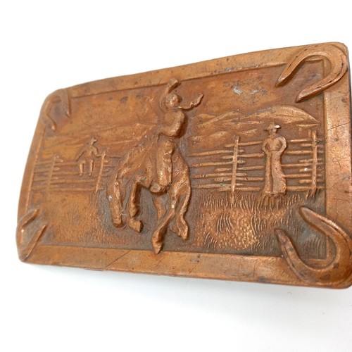 Bronc Riding Belt Buckle Horse Cowboy Ranch Rodeo Justin Boots Horseshoes Vtg - Picture 8 of 12
