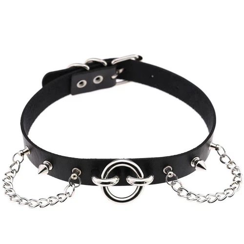 Women Pu Leather Choker Necklace O Ring Neck Collar Chain Gothic Punk Studded - Picture 35 of 49