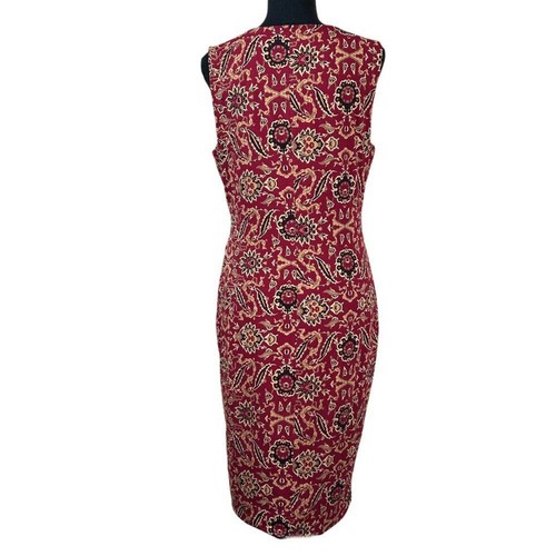 Peruvian Connection Red Floral Pima Cotton Sleeveless Sheath Dress Size L - Picture 4 of 9