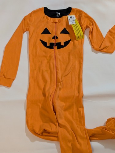5T Langarm Einteiler Halloween Schlafanzug mit Füßen Junge oder Mädchen mit Reißverschluss Neu Süß - Bild 3 von 7