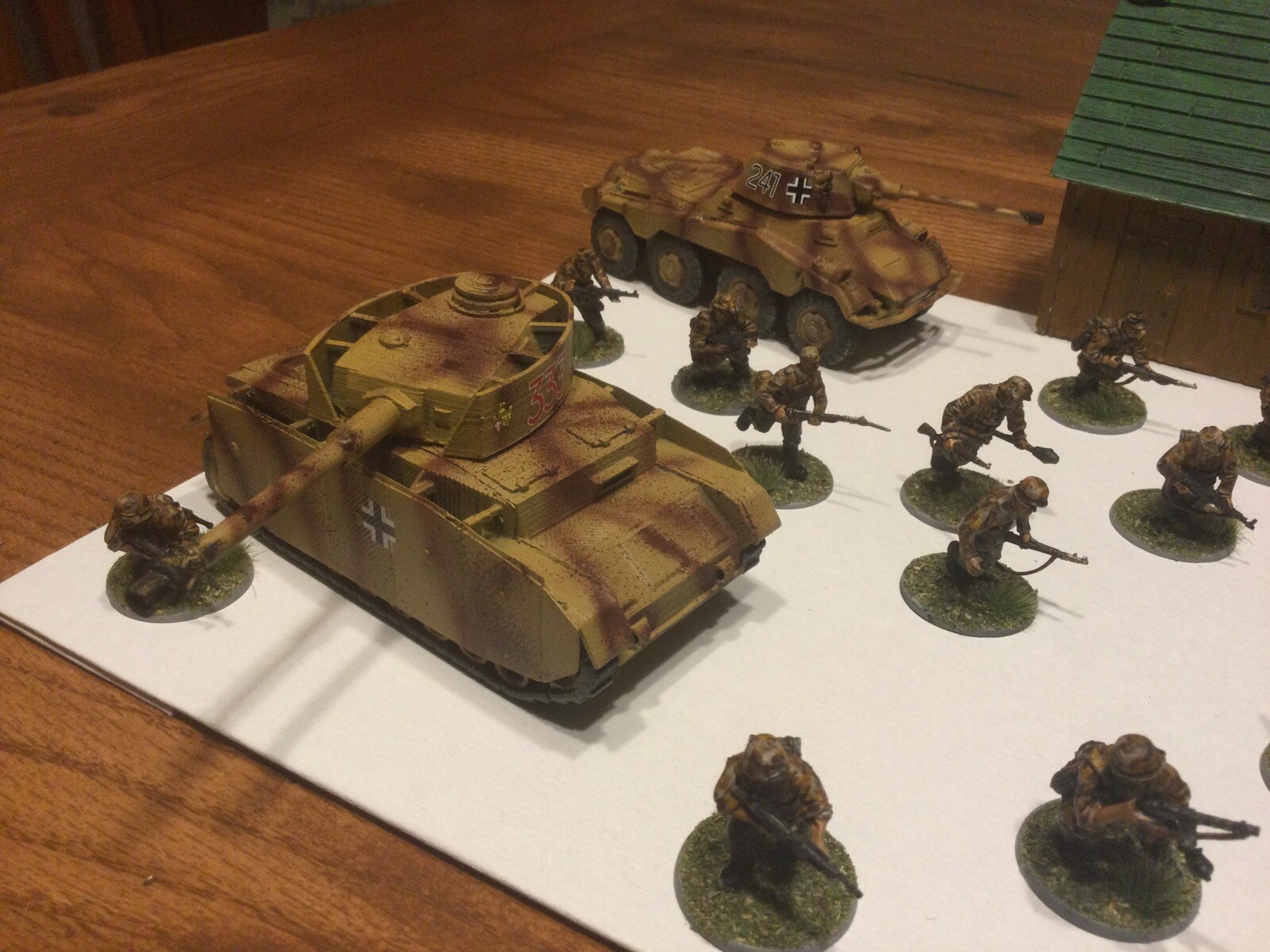 Bolt Action 1/56 Waffen SS Armored Kamphgurppen well painted cammo troops+3 AFVs Magazynowa super specjalna cena!