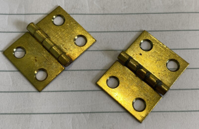 Brass Plated Hinges 3/4'' x 1'' (Open) -Vintage Pair Miniature