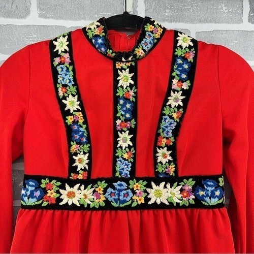 Vintage Vicky Vaughn Crushed Velvet Embroidered Long Sleeve Maxi Dress Small - Picture 4 of 11