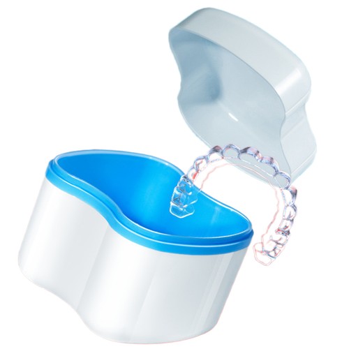 Denture Case Retainer Cases Boxes Cleaner Bath Portable Container Odorless