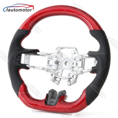 Red Carbon Fiber Customized Steering Wheel Fit Ford Mustang EcoBoost GT 15-23