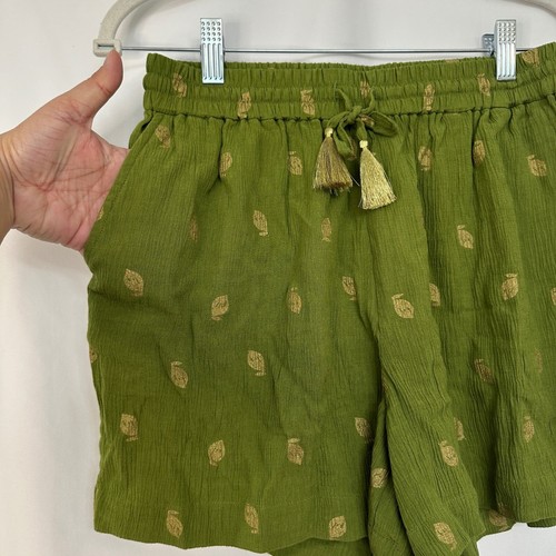 NWT Boden Bembridge Short Gold Leaf Print Drawstring Waist Casual Green Women 4 - Picture 7 of 14