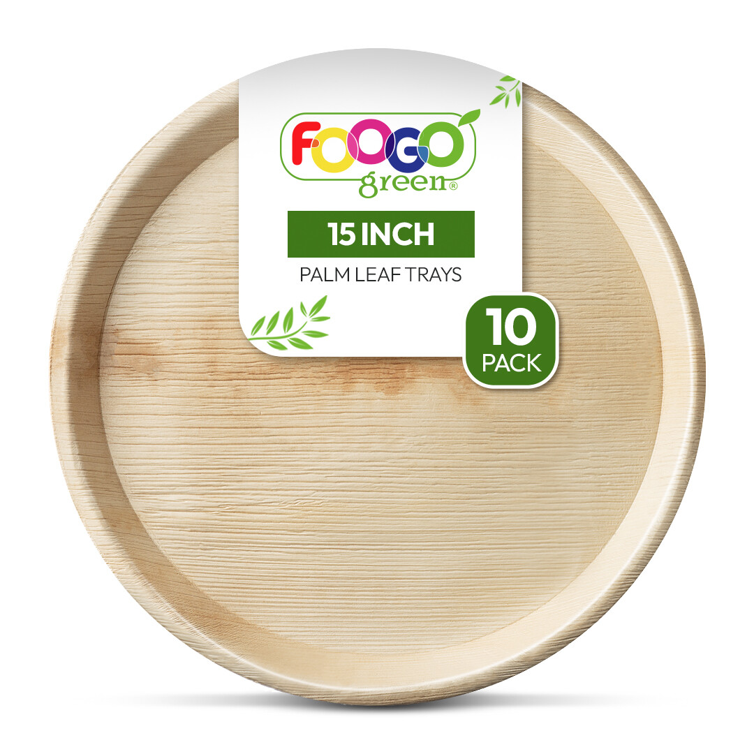 FOOGO Green Einweg-Serviertabletts Aus Palmblatt - 200 Stück, 22x15 Cm, Biologisch Abbaubar & Mikrowellengeeignet