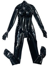 Black latex gummi catsuiti with fixed C cup silicone breast gloves toes 0.4mm