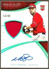 2015 Panini Immaculate Matt Barnes #104 Rookie Material Auto /49 Boston Red Sox