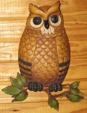 Vintage 1976 Homeco Owl on Limb #7403 Wall Hanging Plaque Made in USA