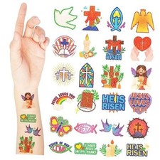 240 Pcs Tattoos Temporary for Kids Religious Tattoos Glitter Bible Christian