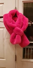 bujibaja Scarf Stole Hot Pink scarf  Faux Fur Pull Through Neck Warmer
