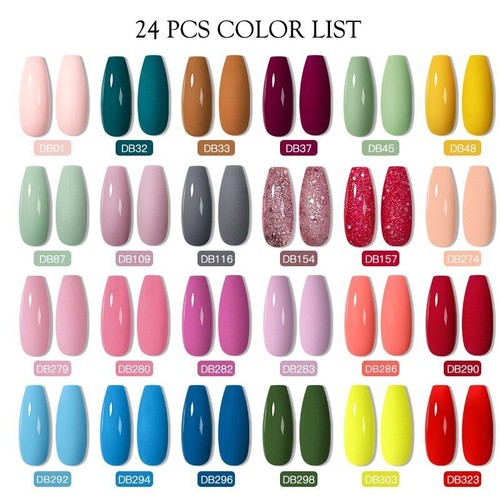 Gel Nail Polish Set Colorful Glitter Nail Gel Kit 40/24/20Pcs Art Tools Kit New - Picture 21 of 72