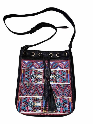 NEW Johnny Was Black Leather Crossbody Purse Tote Bag Beautiful Embroidery NWT - Picture 13 of 13