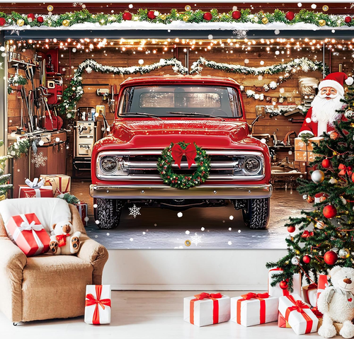 2-Car Garage Door Christmas Decorations 7 X 16 Ft, Santa Claus Snowman Christmas - Picture 6 of 12