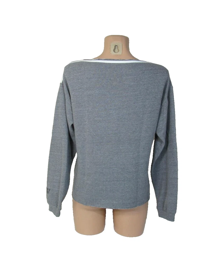 REBEL YELL S Vintage Y2K Grunge Gray Raw Edges Sweatshirt MALIBU 1986 Graphic - Image 4 of 4