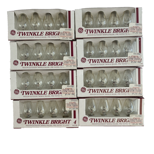 Vintage GE Twinkle Bright Replacement Clear 8 Boxes Light Bulb Outdoor Christmas