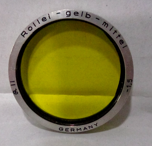 Vintage Rollei Gelb Mittel Yellow Filter -1.5 Bay 2 R II Germany With Case EUC - Picture 2 of 9