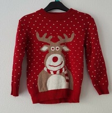 Red Reindeer Print  Jumper Kids Age 5-6 yrs READ DESCRIPTION