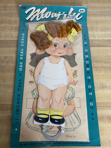 Gebrauchte, aber unbenutzte Vintage "Mary Lu" Papierpuppe von "Whitman" 10,5 Zoll groß