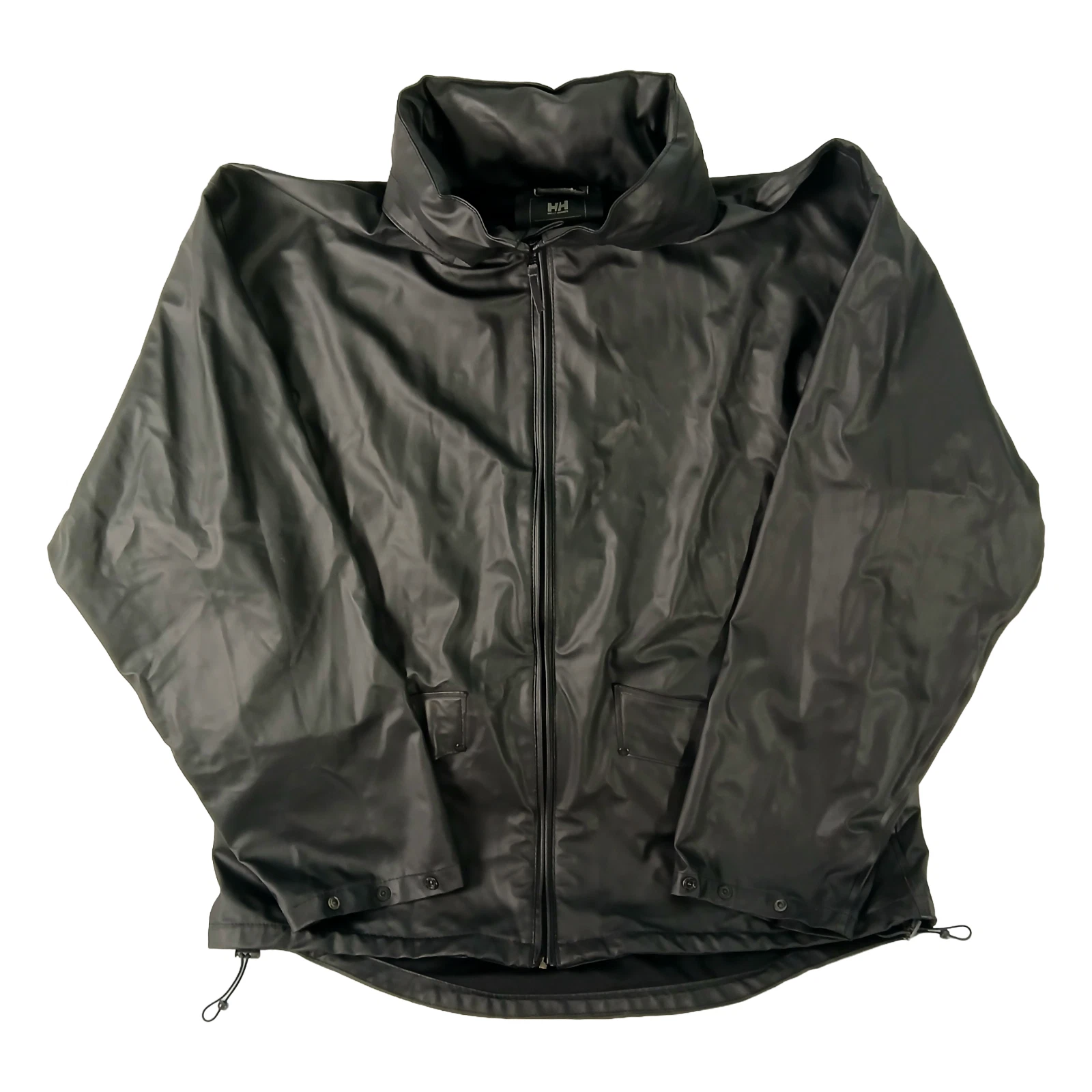 Helly Hansen Voss Rain Jacket Mens Size M Black Polyurethane Waterproof Hooded