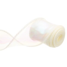 1.5 Inch 3 Yard Sheer Organza Ribbon Shimmer Chiffon Tulle Ribbons Beige