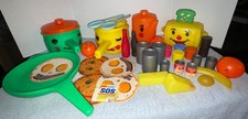 Vintage 1960's Empire Blow Mold Kids Kitchen Smiley Face Pots  Pans Play Food