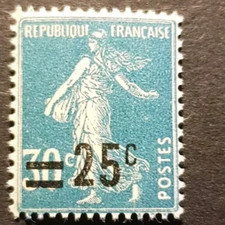 FRANCE N° 217 DE 1926  SEMEUSE SURCHARGE  NEUF**