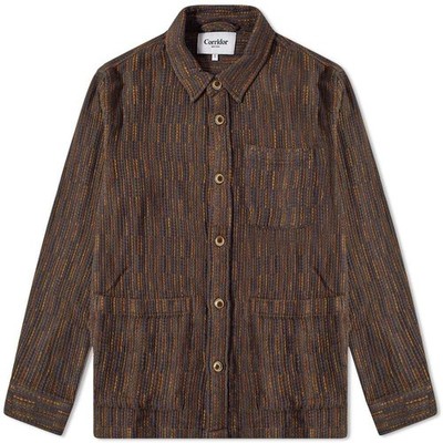 Corridor New York Autumnal Rainbow Weave Overshirt Brown $195 MSRP