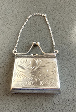 Beautiful vintage sterling engraved silver pill box purse  for small gifts