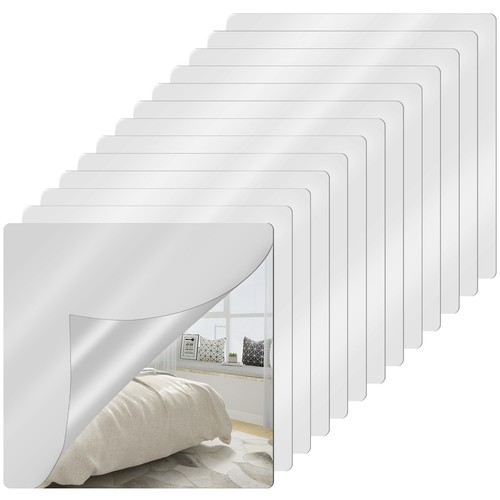 12Pcs Acrylic Mirrors Self Adhesive Mirror Tiles 2mm Thick Flexible UnqXM - Picture 12 of 18