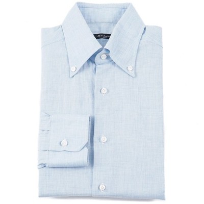 Sartorio Napoli by Kiton Tailored-Fit Sky Blue Soft Cotton Dress Shirt 15.5 x 36