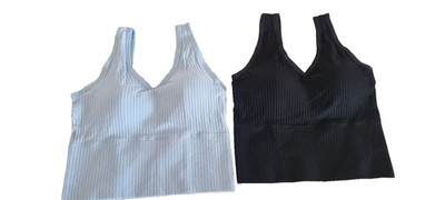 2 Stück Damen Push-Up Top Bauchfrei  Größe M Hellblau Schwarz Neu