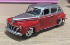 Greenlight 1/64 1947 Ford Fordor Sedan Red Silver Loose Used - Toy Car - C