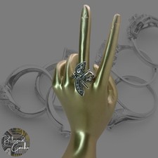 Womens Silver Tone Metal Leaves Boho Ring Leaf Shaped Fashion Jewelry Size 6