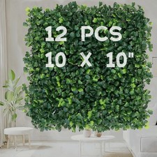 12Pcs 10"x10" Boxwood Grass Wall Panels, Artificial Hedge Backdrop Decor