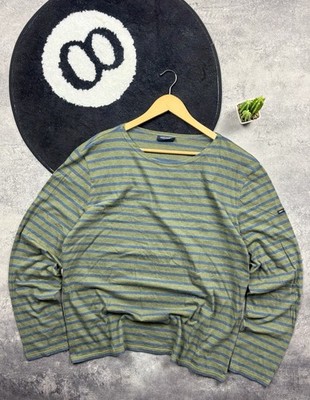 SAINT JAMES Hype Striped Longsleeve Streetwear Casual Hype Green Blue Men's