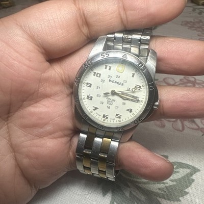 Working Wenger Genuine Swiss 100M Men's Quartz 38mm Steel watch-Missing Pin