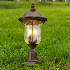 21" Post Light Royal Bronze Outdoor LED Fixture Waterproof with Pier Mount Base